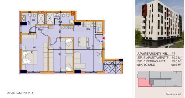 Tirane, shitet apartament 2+1+garazh Kati 5, 100 m²  130.000 Euro (Jordan Misja)