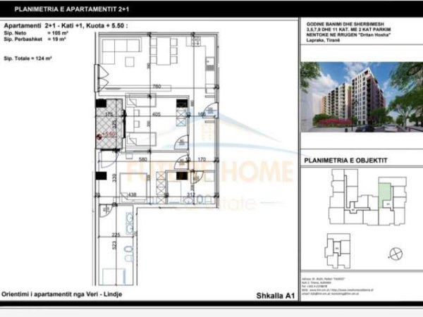 Tirane, shitet apartament 2+1+BLK Kati 1, 124 m² 136.400 Euro