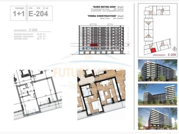 Tirane, shitet apartament 1+1+BLK Kati 2, 65 m² 97.000 Euro (Don Bosko)
