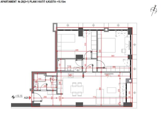 Tirane, shitet apartament 2+1 Kati 4, 104 m² 145.000 Euro (Rruga Riza Cerova)