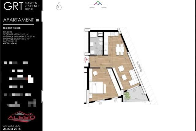 Tirane, shes apartament 1+1 Kati 11, 82 m² 90600 Euro (fusha e aviacionit)