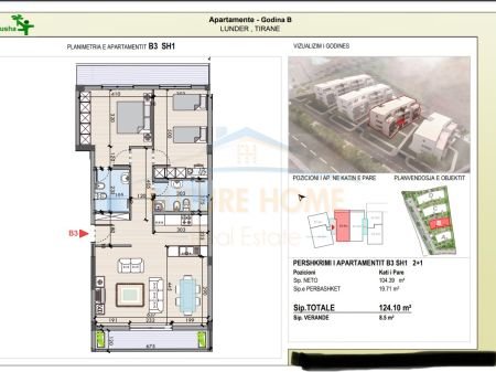 Tirane, shitet apartament 2+1+BLK Kati 1, 124 m² 203.000 Euro (TEG)