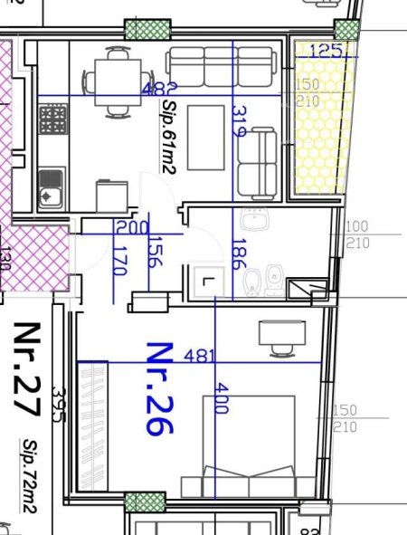 Tirane, shes apartament 1+1+BLK Kati 9, 61 m² 79.300 Euro (Shkolla Partizani)