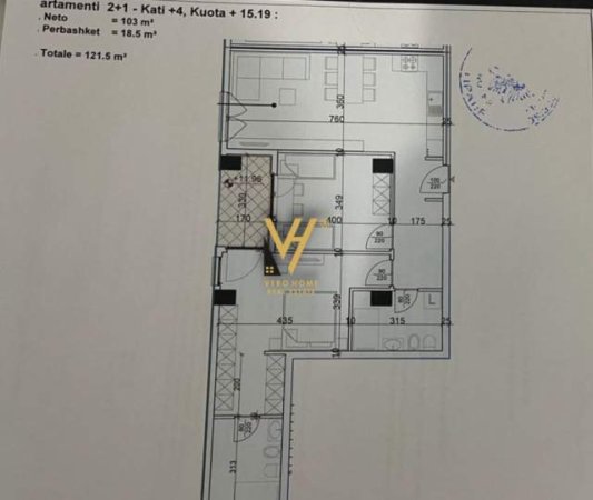 Tirane, shitet apartament 2+1+A+BLK Kati 4, 121 m² 140.000 Euro (laprak)