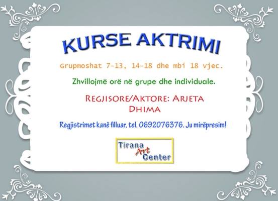 Tirane, Art Center Tirana kurse Fotografi, Pikture, Aktrim, Piano, Kitare, per femije e te rritur.