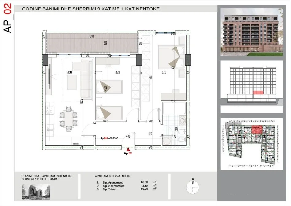 Tirane, shitet apartament 2+1 Kati 1, 99 m² 120000 € (Bulevardi i ri)