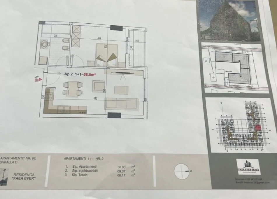 Tirane, shitet apartament 1+1+Ballkon Kati 3, 66 m² 68.200 € (PASKUQAN)