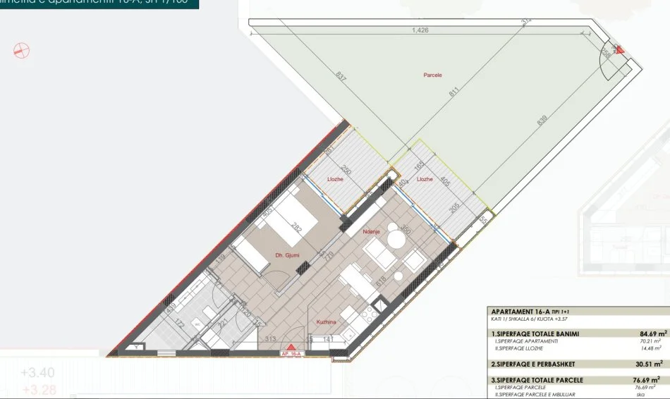 Shitet Apartament 1+1 ne Palase, Green Coast