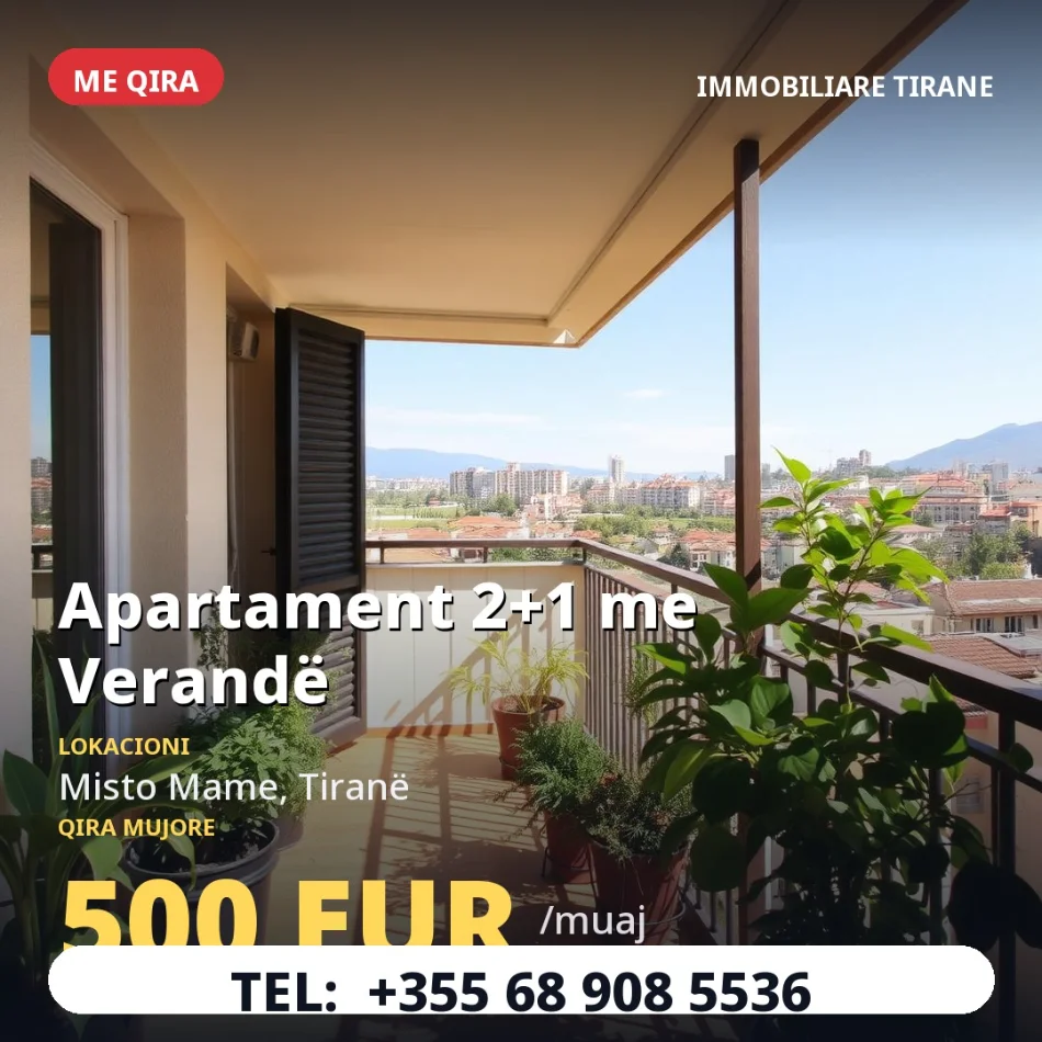 Tirane, jepet me qera apartament 2+1+Ballkon Kati 2, 77 m² 500 € (Misto Mame)