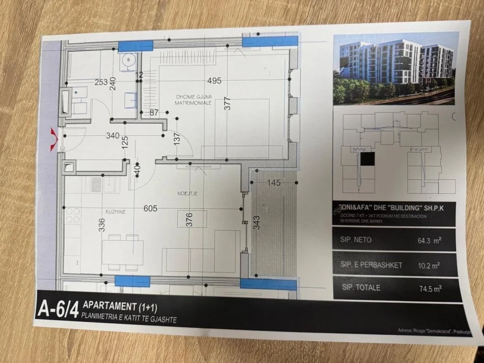 Tirane, shitet apartament 1+1+Ballkon Kati 6, 75 m² 69.300 € (Paskuqan , rr.Azem Galica)
