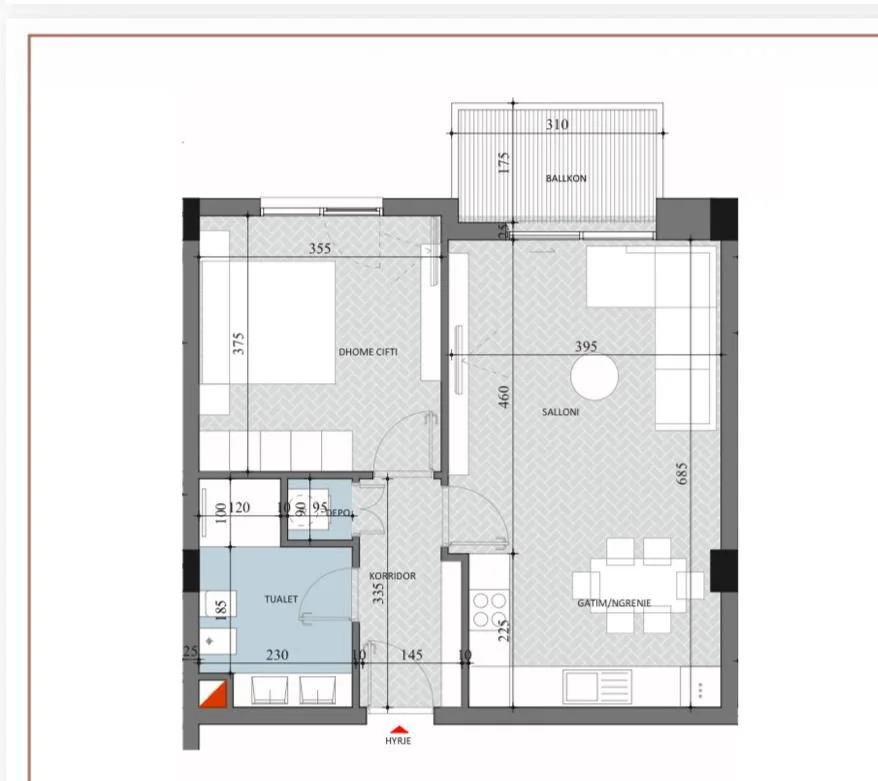 Tirane, shitet apartament 1+1 Kati 3, 75 m² 75.240 € (Diellon rezidence)