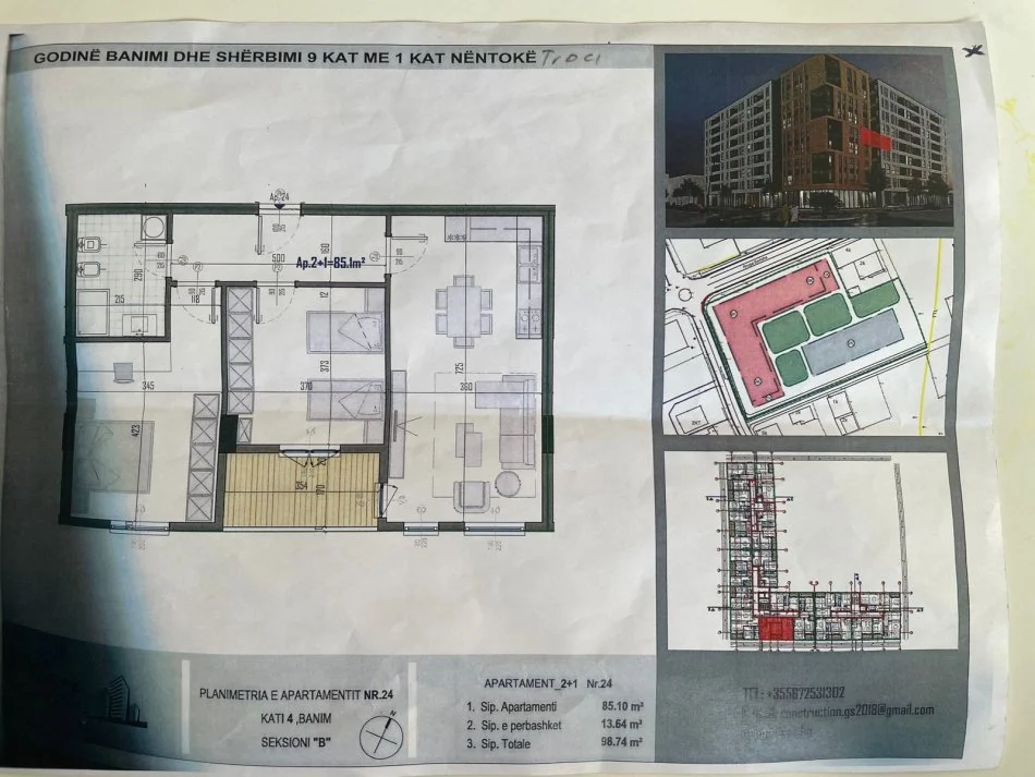 Tirane, shitet apartament 2+1 , 