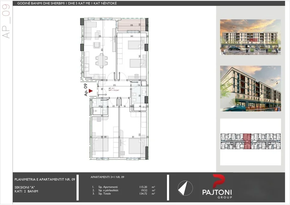 Tirane, shitet apartament 3+1 Kati 2, 134 m² 107.770 € (Rr. Skenderbeu, Kamez)