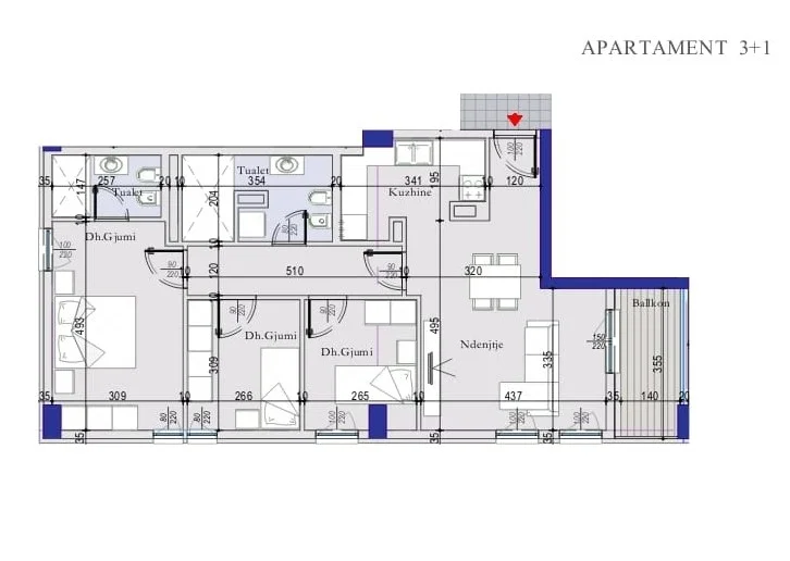 Tirane, shitet apartament 3+1+Ballkon Kati 7, 116 m² 139.200 € (Tirana Entery 2)