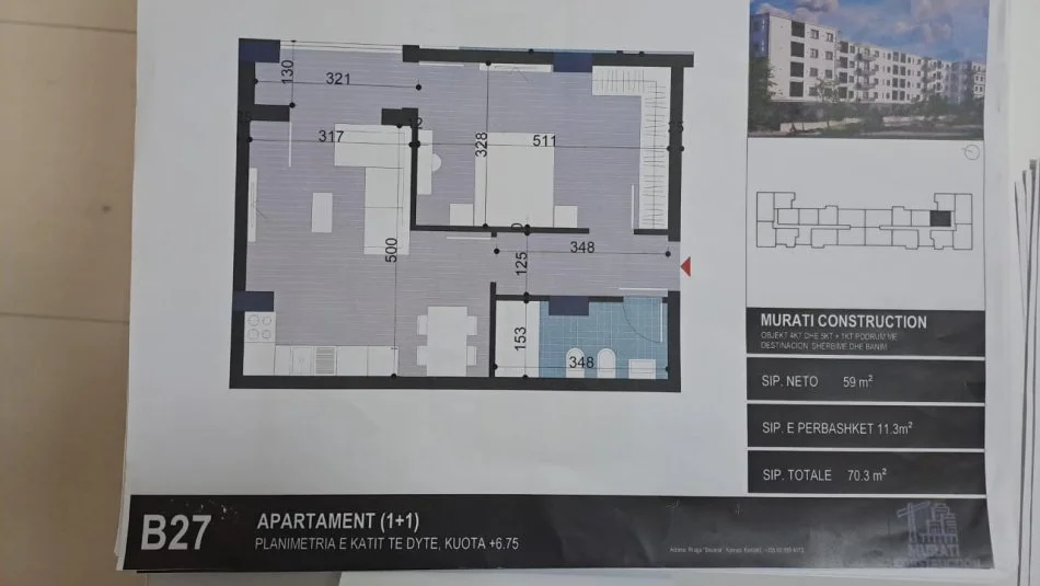 Tirane, shitet apartament 1+1+Ballkon Kati 2, 70 m² 59.755 € (Kamez)