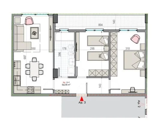 Tirane, shitet apartament 2+1 Kati 8, 87.500 m² 87.500 € (Bulevardi Nene Tereza)