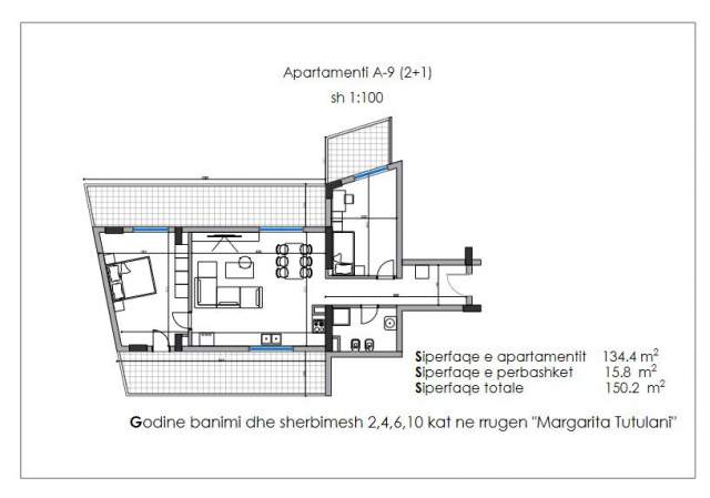 Tirane, shes apartament 2+1+A+BLK Kati 3, 150 m² 250.000 Euro (Margarita Tutulani)