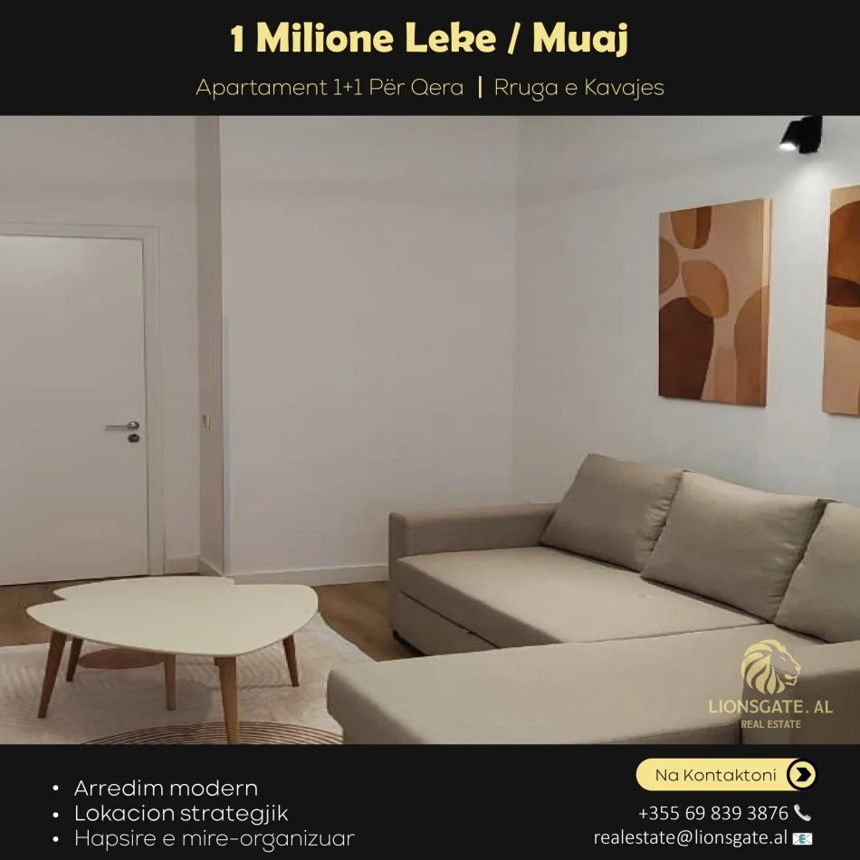 Tirane, jepet me qera apartament 1+1 , 45 m² 1.000 € (Rruga Islam Alla)