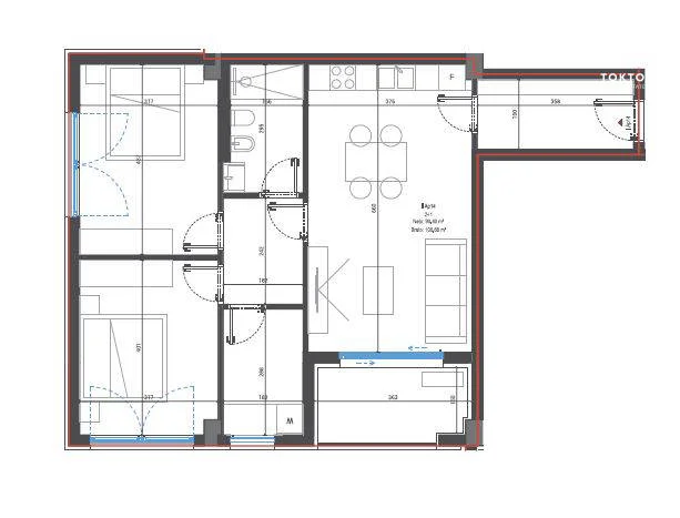 Dhermi , shitet apartament 2+1 Kati 1, 107 m² 298.670 €. TT 993
