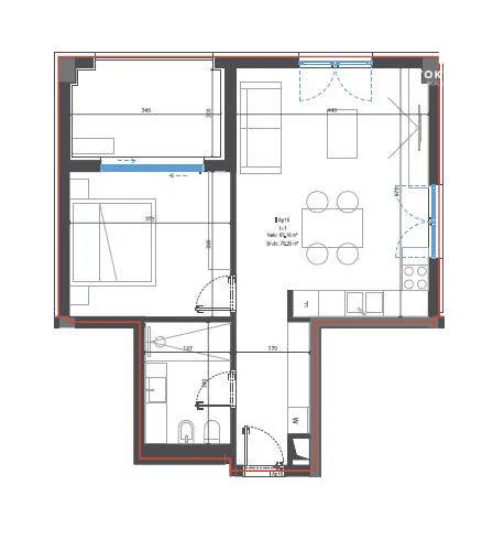 Dhermi - Palase, shitet apartament 1+1+Ballkon Kati 1, 79 m² 211.900 € (Santorini Village Residence) TT 995