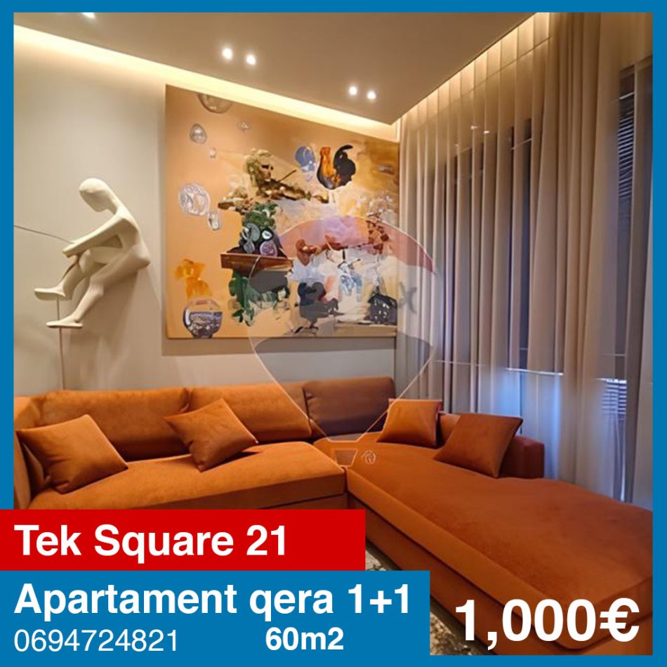 Tirane, jepet me qera apartament 1+1 , 60 m² 1.000 € (Square 21)
