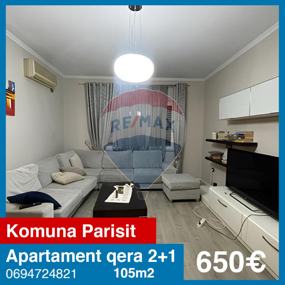 Tirane, jepet me qera apartament 2+1 , 105 m² 650 € (Komuna e Parisit)