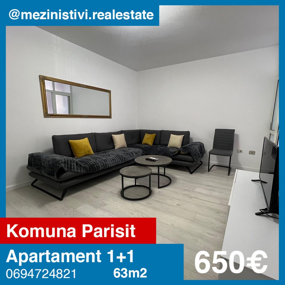 Tirane, jepet me qera apartament 1+1 Kati 3, 63 m² 650 € (Komuna e Parisit tek BKT)