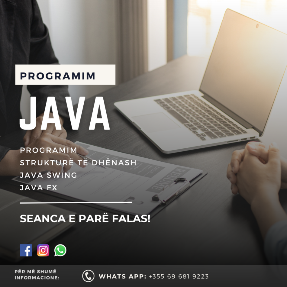 Kurse programimi në gjuhën Java (për studentë dhe invidual)
