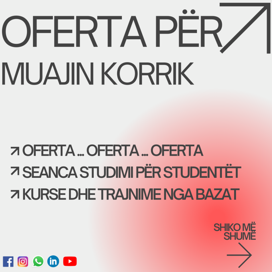 OFERTA PËR MUAJIN KORRIK NË KURSET E IT dhe PROGRAMIM
