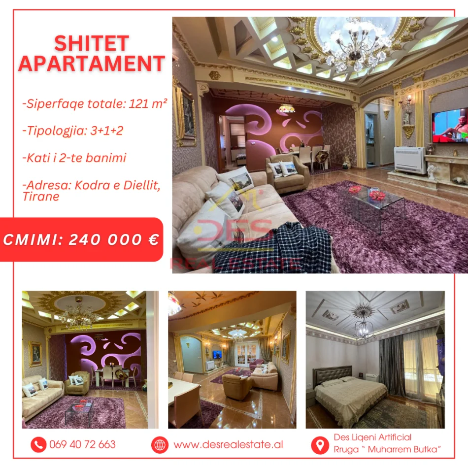 🏠 Shitet apartament 3+1+2, Kodra e Diellit, Tirane