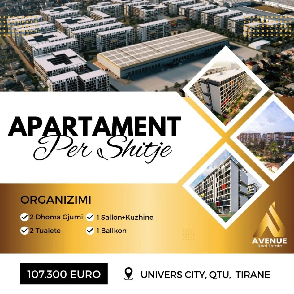 Tirane, shitet apartament 2+1+Ballkon Kati 3, 97 m² 107.300 € UNIVERS CITY