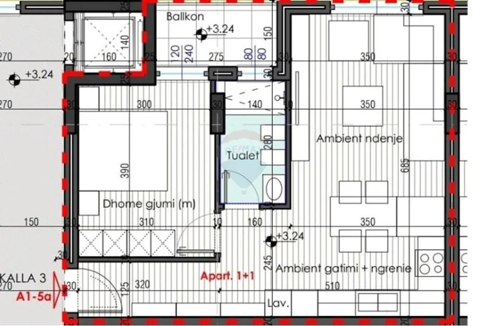 Tirane, shitet apartament 1+1 Kati 1, 68 m² 102.300 € (Fake e Vogel)