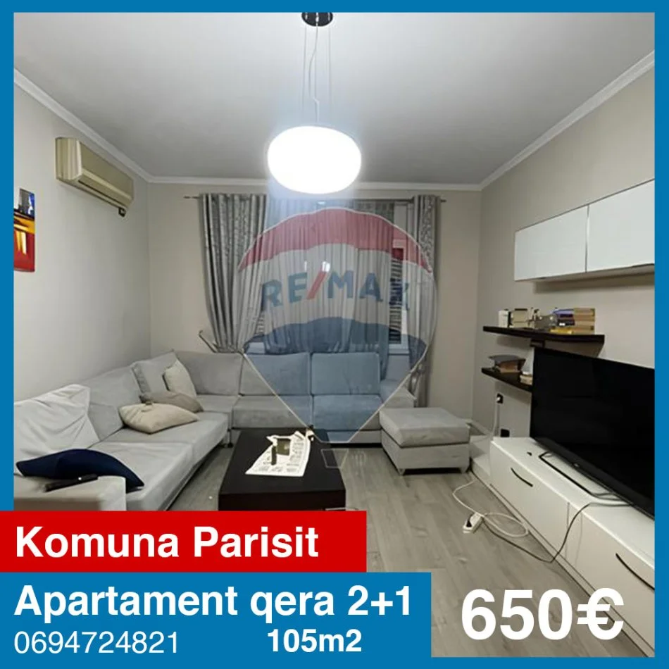 Tirane, jepet me qera apartament 2+1 , 105 m² 650 € (Komuna e Parisit)