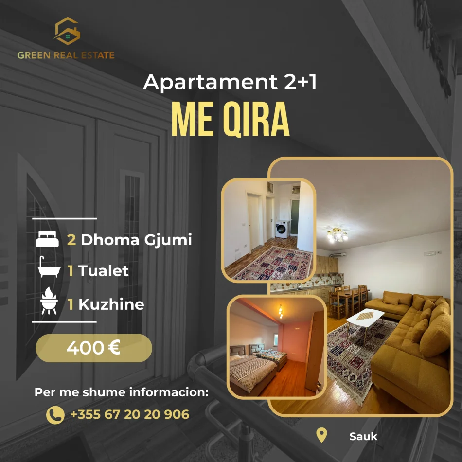 Tirane, jepet me qera apartament 2+1 Kati 2, 90 m² 400 € (sauk)