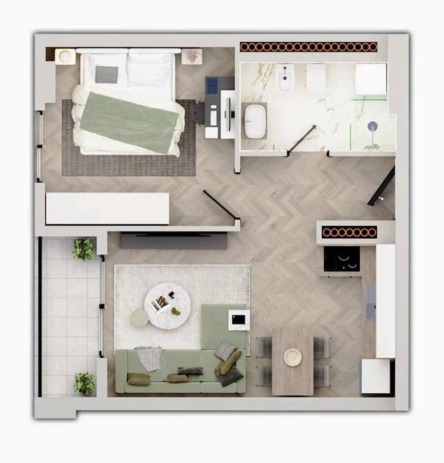 Tirane, shitet apartament 1+1 Kati 5, 58 m² 63.300 € (Univers City)