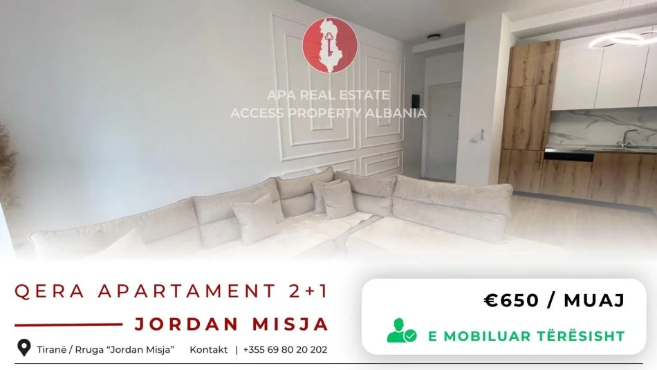 Tirane, jepet me qera apartament 2+1+Aneks+Ballkon , 650 € (Jordan Misja)