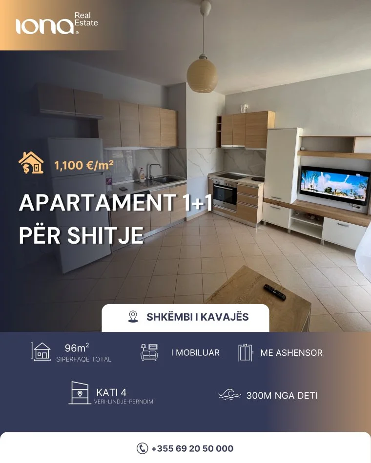 Shkembi Kavajes, shitet apartament 1+1+Ballkon Kati 4, 96 m² 105.600 € 