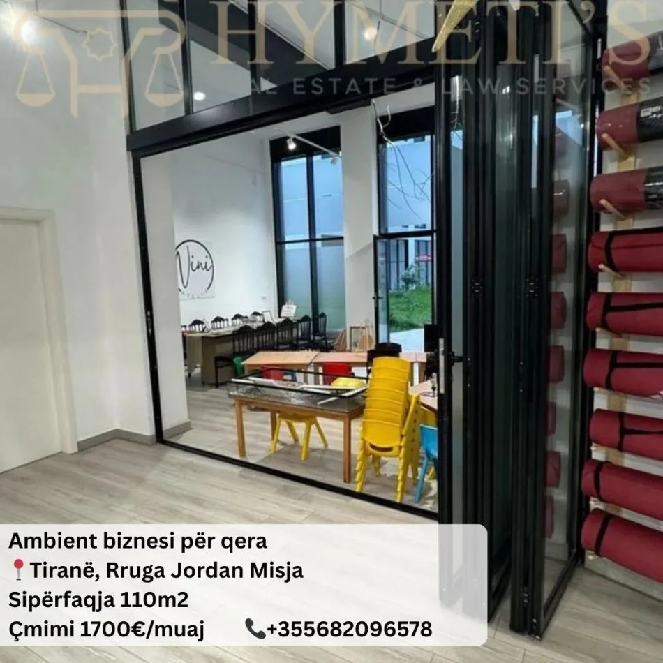Tirane, jepet me qera ambjent biznesi Kati 0, 110 m² 1.700 € (Tirane, Rruga Jordan Misja, Pallati i Kontaktit)