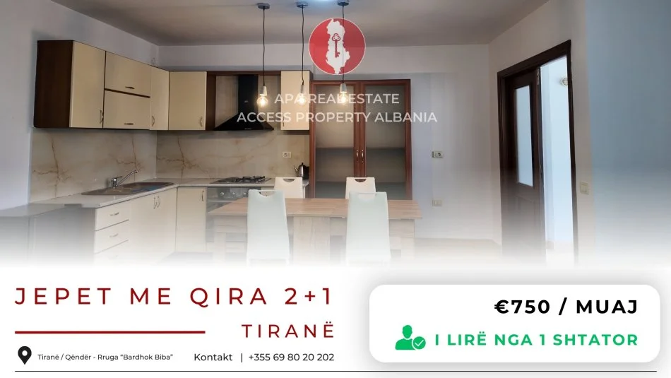 Tirane, jepet me qera apartament 2+1+Ballkon Kati 4, 120 m² 750 € (Rrruga Bardhok Biba)