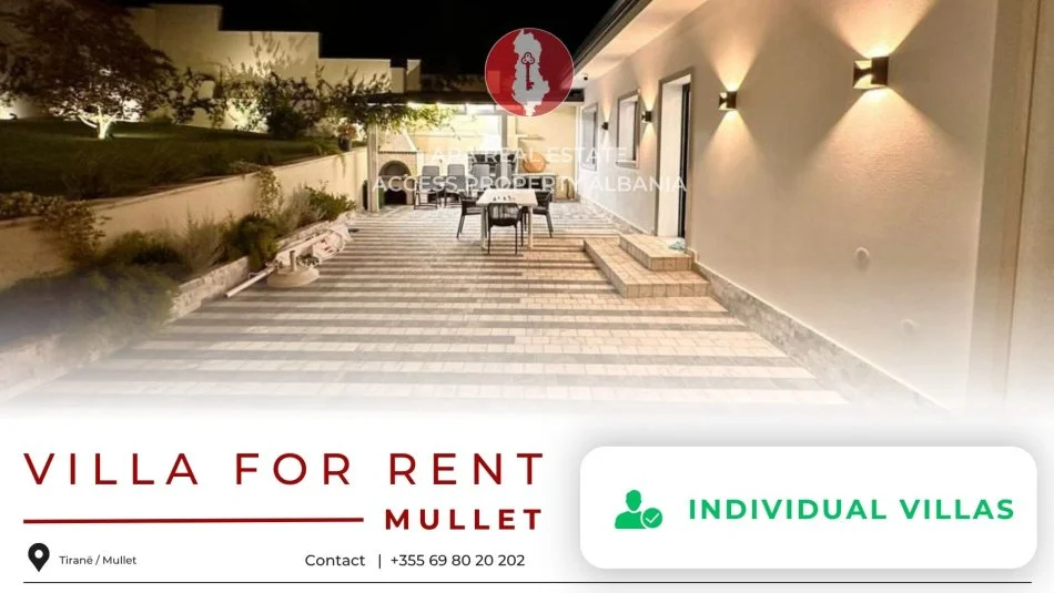 Tirane, jepet me qera Vile 4+1+Aneks+Ballkon Kati 0, 190 m² (Mullet)