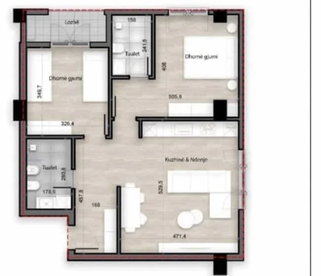 Tirane, shes apartament 2+1 Kati 4, 103 m² 166.000 € (Porcelan)