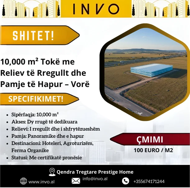 Tirane, shitet toke , 10.000 m² (Vore)