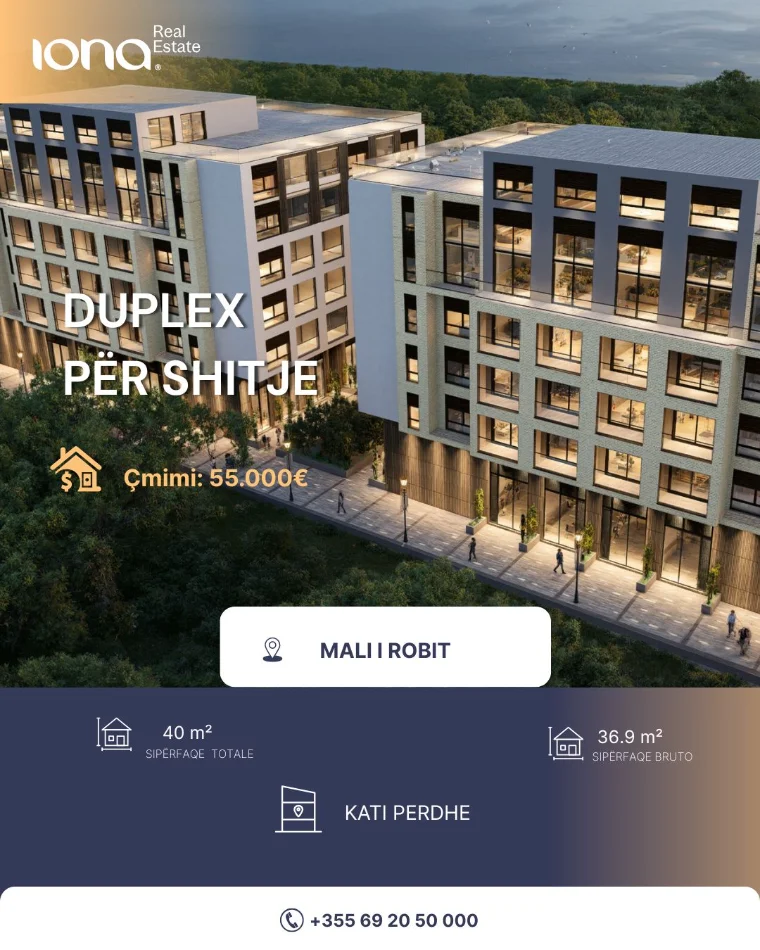 Mali Robit, shitet apartament duplex Dublex Kati 0, 40 m² 55.000 € 