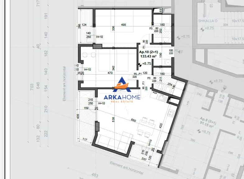 Tirane, shitet apartament 2+1+Ballkon Kati 2, 133 m² 222.000 € 