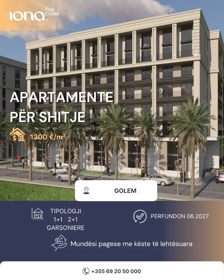 Golem, shitet apartament 1+1 , (Zona Viena)