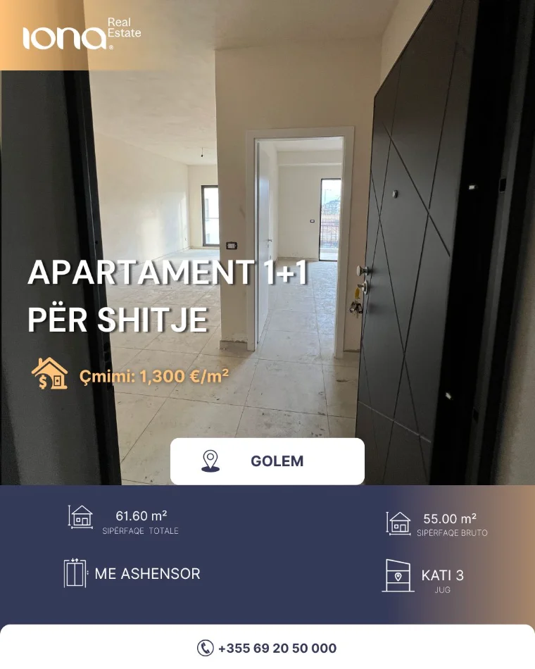 Golem, shitet apartament 1+1 Kati 3, 62 m² 80.080 € 