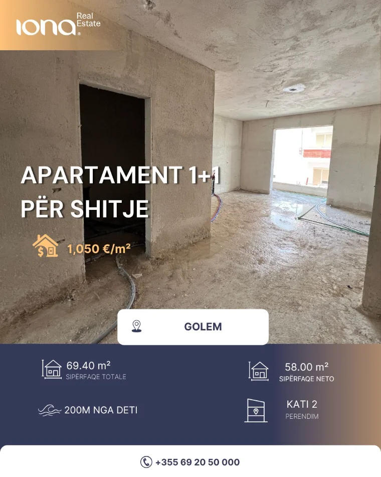 Golem, shitet apartament 1+1 Kati 2, 69 m² 72.870 € 