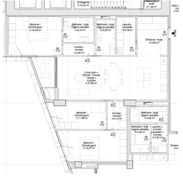 Tirane, shitet apartament 3+1 Kati 15, 173 m² 433.475 € (Bulevardi i Ri)