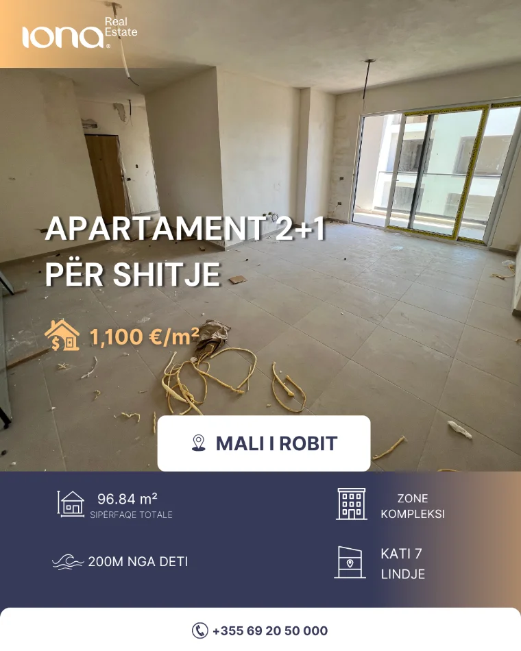 Mali Robit, shitet apartament 2+1 Kati 7, 96 m² 