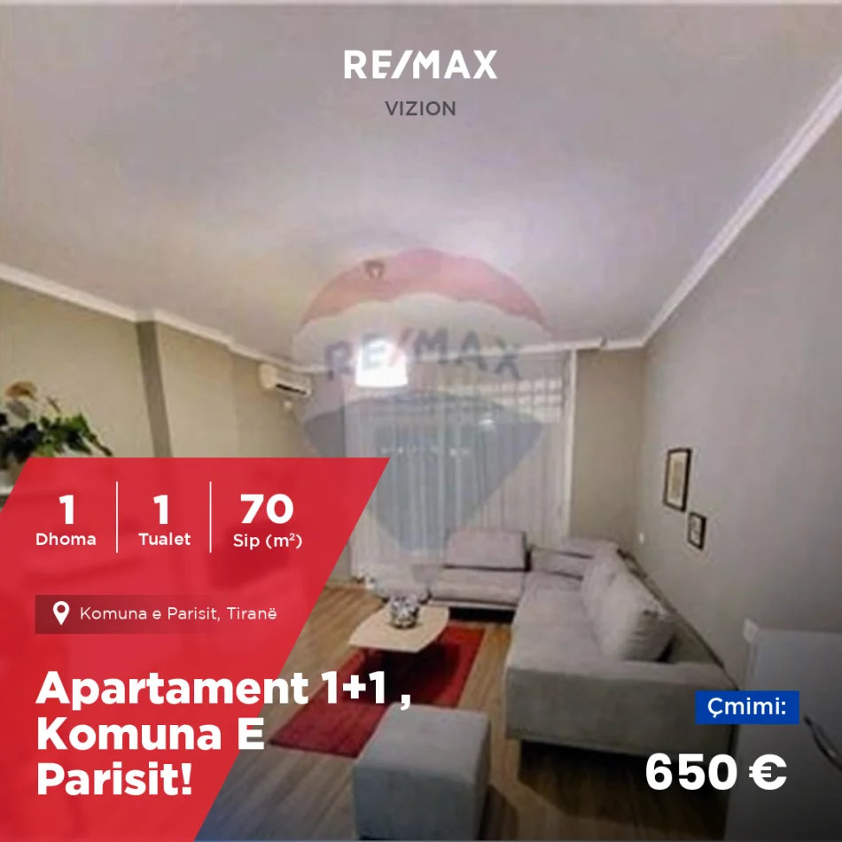Tirane, jepet me qera apartament 1+1+Aneks Kati 4, 70 m² 650 € (Komuna e Parisit)